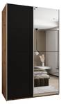 Armoire Lux 3 Noir - Imitation chêne - Argenté - Largeur : 160 cm