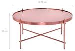 Couchtisch Ø 75x35cm Kupfer aus Metall Pink - Glas - Metall - 75 x 35 x 75 cm