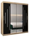 Armoire à portes coulissantes york 1 Noir - Imitation chêne de Sonoma - Largeur : 180 cm - 2 porte