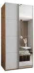 Armoire Lux 3 Imitation chêne - Argenté - Blanc - Largeur : 110 cm