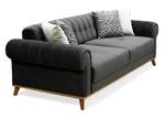 Schlafsofa Amsterdam Samt sofa 3-Sitzer Schwarz - Massivholz - 215 x 68 x 215 cm
