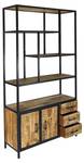 Bücherregal Standregal Liverpool Schwarz - Braun - Metall - Massivholz - 98 x 190 x 36 cm