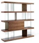 Bücherregal aus Nussbaum und Glas Braun - Glas - Holzart/Dekor - Holz teilmassiv - 180 x 190 x 38 cm