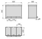 Recycle Inox Abfallbehälter mit Fächern Grau - Metall - 49 x 37 x 58 cm