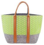 Filz-Tasche Green Blossom Grau - Grün - Textil - 45 x 50 x 25 cm