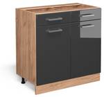 Meuble cuisine R-Line 37119 Anthracite brillant - Imitation chêne truffier de sonoma - Largeur : 80 cm