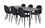 Essgruppe Sleek (7-teilig) Schwarz - Massivholz - 95 x 75 x 195 cm