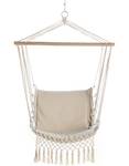 Geflochtener Hänge-Sessel in Creme | 909 Beige - Naturfaser - Kunststoff - Holz teilmassiv - 115 x 130 x 60 cm