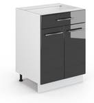 Meuble cuisine Fame-Line 33504 Anthracite brillant - Blanc