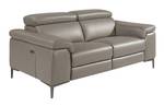 2-Sitzer-Ledersofa mit Relax-Mechanismen Grau - Echtleder - Textil - 170 x 97 x 102 cm