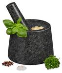 Mortier granit avec pilon pour pesto Gris - Pierre - 14 x 10 x 14 cm