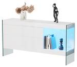 LED-Sideboard Neptunus Ⅲ Weiß - Holzwerkstoff - Metall - Massivholz - Holzart/Dekor - 35 x 74 x 140 cm