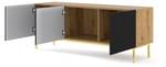 Tv lowboard RAVENNA B RTV150 3D Beige - Schwarz - Gold