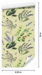 Papier Peint FLEURS Feuilles Lavande Vert - Orange - Mauve - Blanc - Papier - Textile - 53 x 1000 x 1000 cm