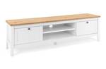 Meuble TV 2 tiroirs L160 cm Bergen Blanc / Imitation chêne artisan