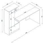 Schreibtisch Dfrabott Weiß - Holzwerkstoff - 62 x 140 x 150 cm