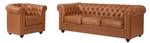 Couchgarnitur CHESTERFIELD 2er-Set Braun - Echtleder - 88 x 72 x 205 cm