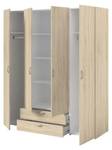 Armoire VARIA - Décor chene - 4 portes b Beige - Bois manufacturé - 160 x 185 x 51 cm