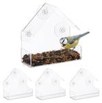 Fenster-Vogelfutterhaus 4er Set Kunststoff - 15 x 15 x 7 cm