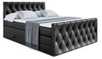 Boxspringbett AMAY KING Hochglanz Schwarz - Breite: 180 cm