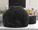 Pouf XXL + Tabouret - velours côtelé Noir