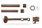 Gardinenstange Rustika 2 lfg. Braun - Breite: 120 cm