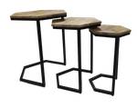Set de 3 petites tables Lawas 3 articles Beige - Bois massif - 50 x 65 x 50 cm