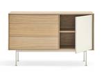 Buffet design Yoko Blanc - En partie en bois massif - 128 x 80 x 45 cm