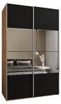 Armoire Lux 4 Noir - Imitation chêne - Argenté - Largeur : 160 cm