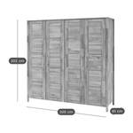 Armoire 4 portes Charly Marron - Bois massif - 205 x 202 x 61 cm