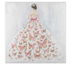 Acrylbild handgemalt Schmetterlingsball Grau - Pink - Massivholz - Textil - 80 x 80 x 4 cm