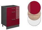 Küchenschrank mit Schublade R-Line 46970 Anthrazit - Hochglanz Bordeaux - 60 x 82 x 60 cm