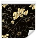 Tapete BLUMEN Pflanzen Glamour Beige - Schwarz - Papier - Textil - 53 x 1000 x 1000 cm
