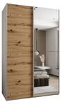 Armoire Lux 3 Imitation chêne - Argenté - Blanc - Largeur : 150 cm