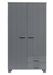 Armoire Dennis Gris platine - Argenté / Gris