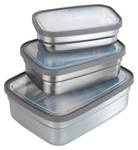 Lebensmittelbehälter, Edelstahl, 3 Stück Silber - Metall - 15 x 6 x 19 cm