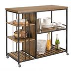 Desserte de Cuisine à roulettes SVW18-F Noir - Marron - Bois manufacturé - Métal - 110 x 92 x 45 cm