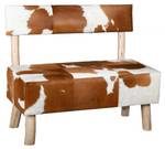Banc en peau de vache et eucalyptus Marron - Bois manufacturé - 100 x 85 x 55 cm