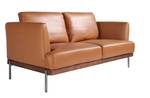 in 2-Sitzer-Sofa mit Stahlbeinen Leder