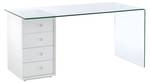 Bureau traditionnel MURIEL Blanc - Verre - 70 x 75 x 160 cm