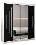 Armoire à portes coulissantes york 1 Noir - Blanc - Largeur : 180 cm - 2 porte