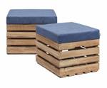 Sitzhocker mit Stauraum FLAME  2er Set Marineblau