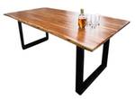 Tisch LORE Baumkante Fuß schwarz KAWOLA Tisch LORE Baumkante Fuß schwarz Esstisch 160x85 cm - 85 x 160 cm