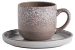 Tasse mit Untertasse Thenna Grau - Keramik - Stein - 15 x 8 x 15 cm