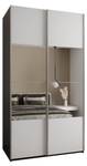 Armoire Lux 4 Noir - Argenté - Blanc - Largeur : 140 cm