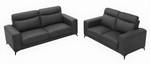 Couchgarnitur MONTANER 2er-Set Schwarz - Echtleder - 86 x 99 x 207 cm