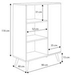 Vitrinenschrank FONDI SC90 1D Dunkelgrau - Eiche