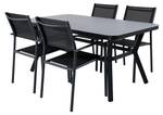 Gartenmöbel-Set Virya (5-teilig) Schwarz - Metall - 90 x 74 x 160 cm