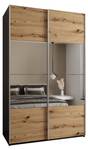 Armoire Lux 4 Noir - Imitation chêne - Argenté - Largeur : 150 cm