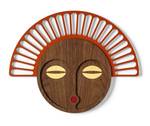 Wandmaske Modern African Mask #23 Braun - Rot - Holzwerkstoff - Kunststoff - 76 x 56 x 1 cm